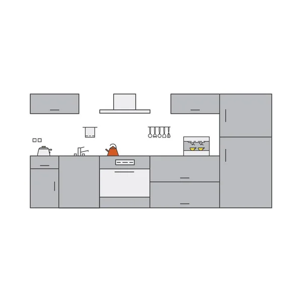 Kücheneinrichtung im High-Tech-Stil. — Stockvektor