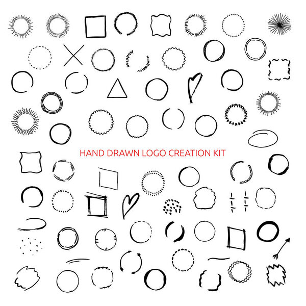 Hand drawn logo creation kit. 
