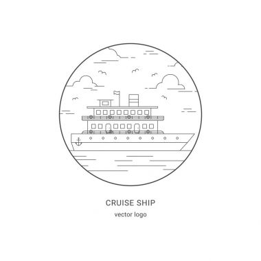 Vektör deniz manzara çizim ile gemisi.