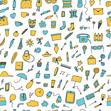 Son moda Dikişsiz desen ilgili Doodle ev. 