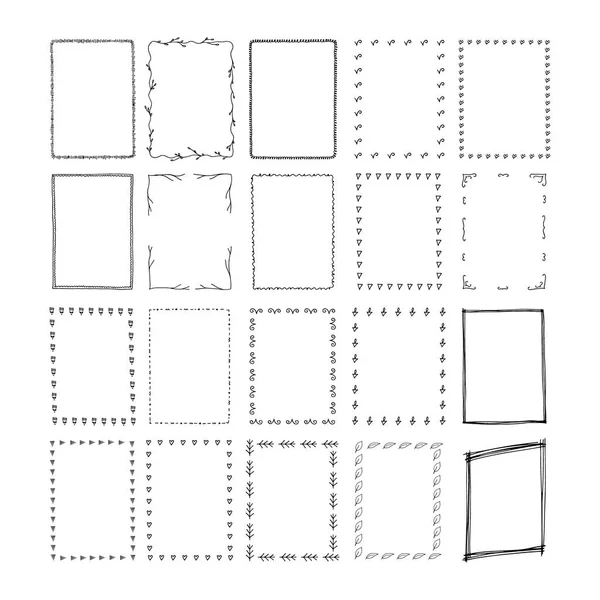 Cadres rectangulaires dessinés à la main . — Image vectorielle