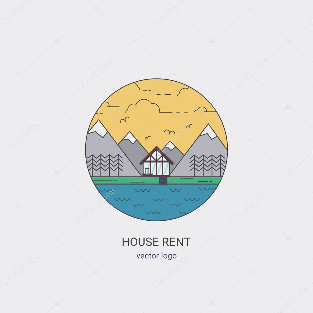 House rent vector line logo. 