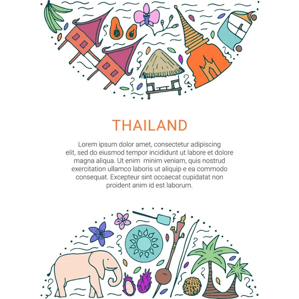 태국 서식 파일의 문화입니다. 손으로 그린된 디자인 컨셉에서 — 스톡 벡터