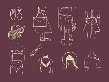 Kadın giyim moda trendleri. Sokak kıyafeti. Rahat tarzı.