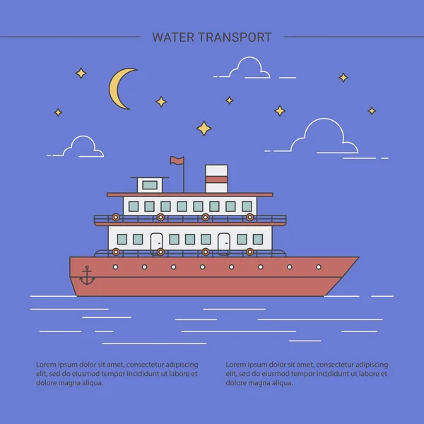 Conceito de design de transporte de água. Ícones de linha . — Vetor de Stock