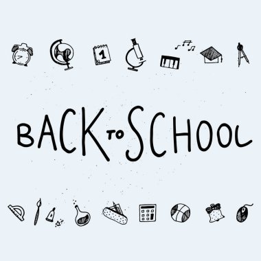 Okul doodle poster hoş geldiniz. 