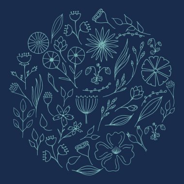 Elle çizilmiş doodle çiçekler.