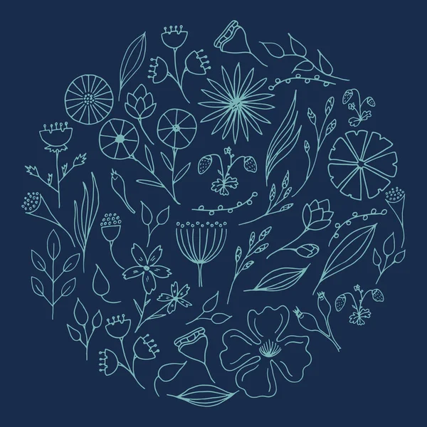 Elle çizilmiş doodle çiçekler.