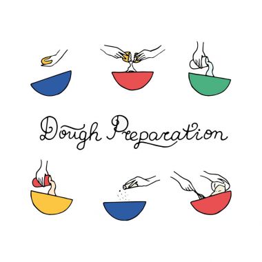 Hamur hazırlık simgeler. 