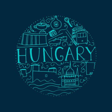 Macaristan sembolleri koyu mavi zemin üzerine. 