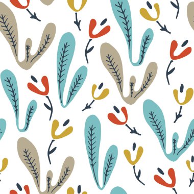 Wildwood çiçek seamless modeli. Vektör orman yazdırma. 