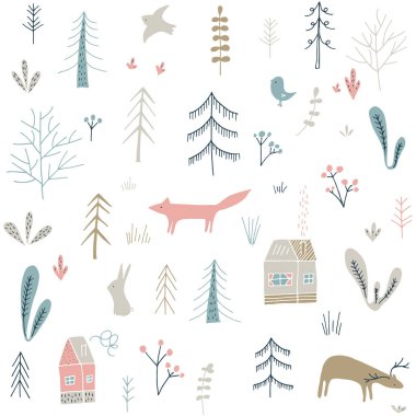 Wildwood çiçek seamless modeli. Vektör orman yazdırma. 