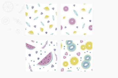 Taze Dikişsiz desen koleksiyonu meyve ve çilek ile. 