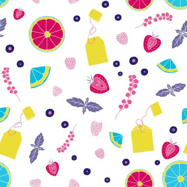 Yaz meyve ve çilek seamless modeli. 