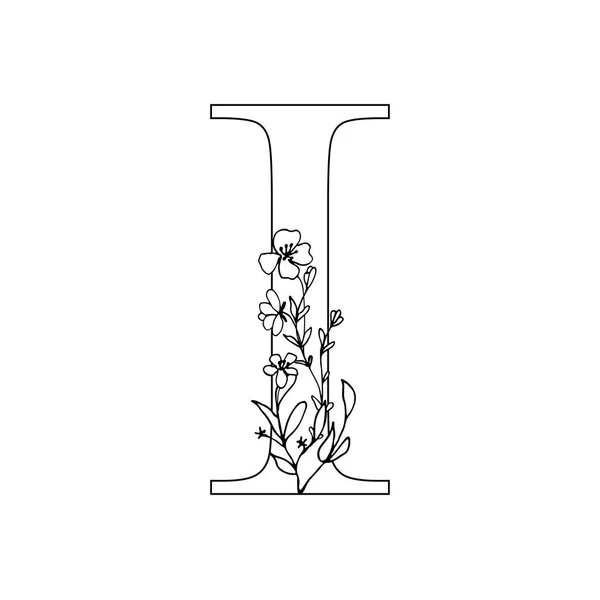 Blumenbuchstaben i. romantisches Schriftzug-Design mit Blumen. — Stockvektor