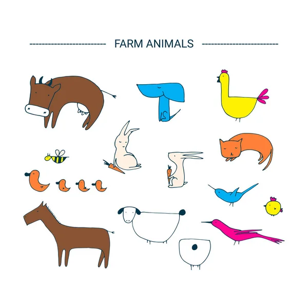 农场动物剪贴画元素. — 图库矢量图片