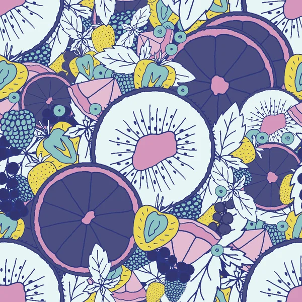 Fresh fruits and berries seamless pattern.