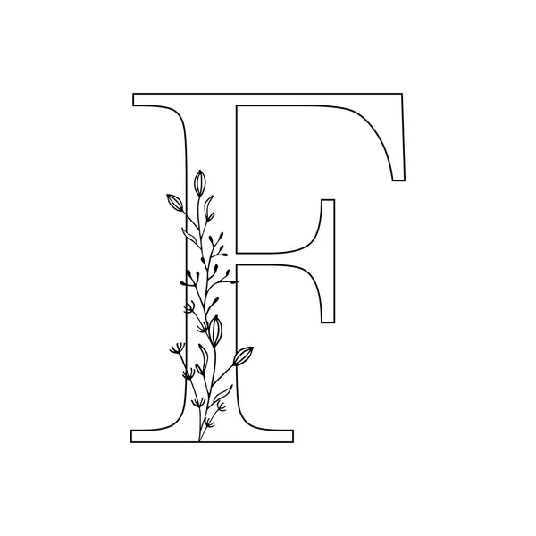 Kwiatowy list F. romantyczny napis design z kwiatami. Wektor Stockowy