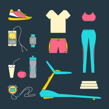 Hat izole simgeler çalıştırıyor. Sağlıklı yaşam tarzı tasarım konsepti. 