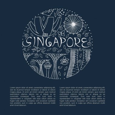 Kültür ve mimari Singapur tasarım konsepti yuvarlak. 