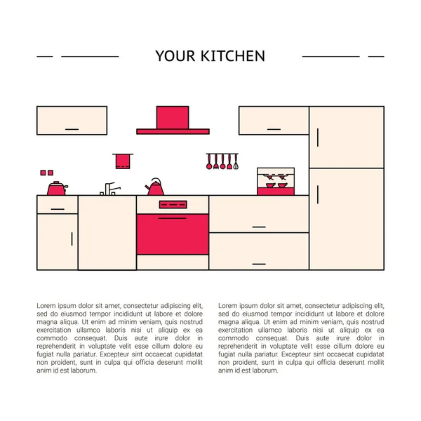 Interieur design concept. Uw keuken. — Stockvector
