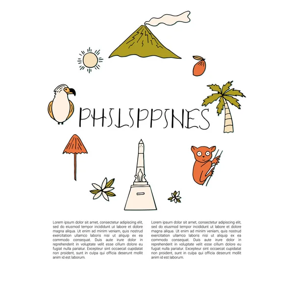 Nationella symboler i Filippinerna. — Stock vektor