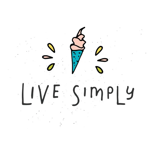 Live Simplemente Tarjeta Letras — Vector de stock