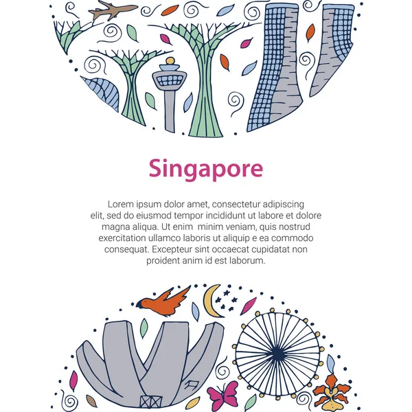 Mintanyomtatvány szimbólumokkal, Szingapúr. — Stock Vector