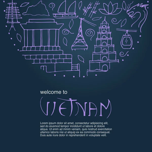 베트남의 간단한 텍스트 기호 디자인 컨셉. — 스톡 벡터