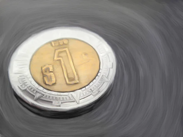 Pintura al óleo simulada de una moneda mexicana de un peso . —  Fotos de Stock