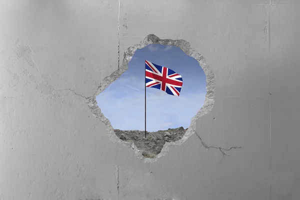 Bandera del Reino Unido detrás de un muro de hormigón . —  Fotos de Stock