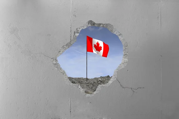 Bandera canadiense detrás de un muro de hormigón . —  Fotos de Stock