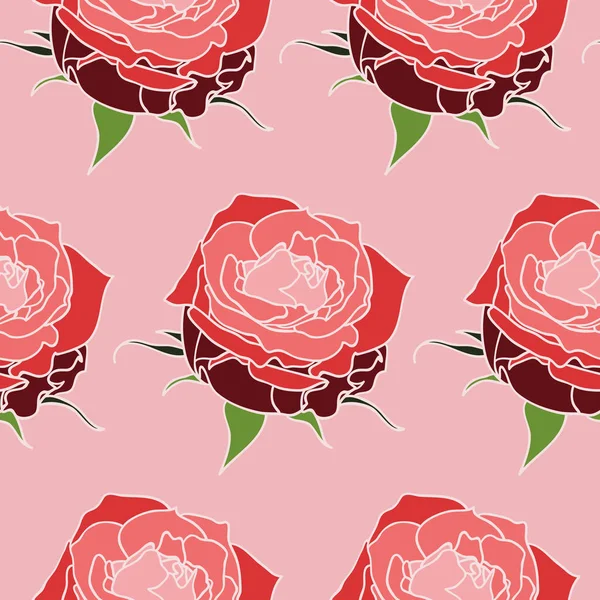 无缝的粉红色玫瑰图案 — 图库矢量图片