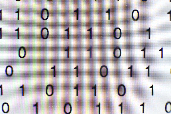 Binary code on a computer screen — Stock Photo, Image