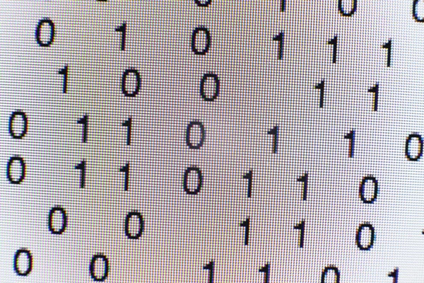 Binary code on a computer screen — Stock Photo, Image