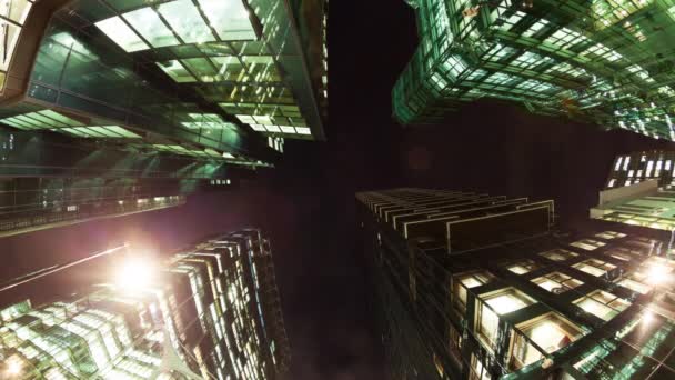 Fisheye vue des bureaux la nuit — Video