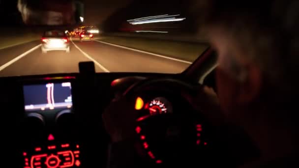 Punkt Widzenia Timelapse Samochodu Jadącego Przez Tunel Nocy — Wideo stockowe