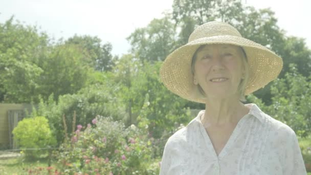 Egy Magas Rangú Kaukázusi Portréja Kertészeti Témáiban Aktív Nyugdíjas Kertészkedés — Stock videók