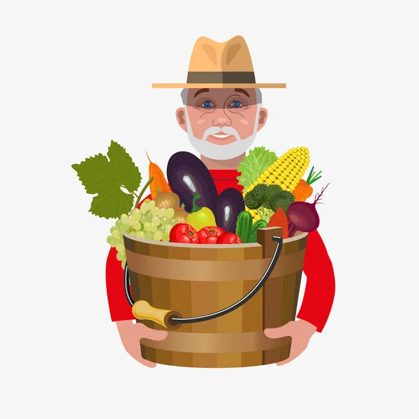 Agricultor con verduras — Archivo Imágenes Vectoriales