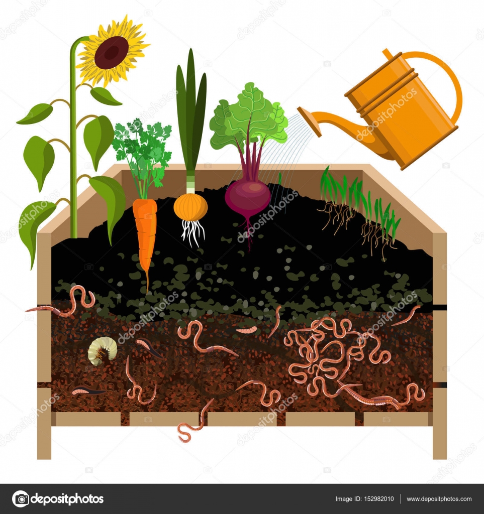 illustration vectorielle de manivelle de compost, thermomètre à