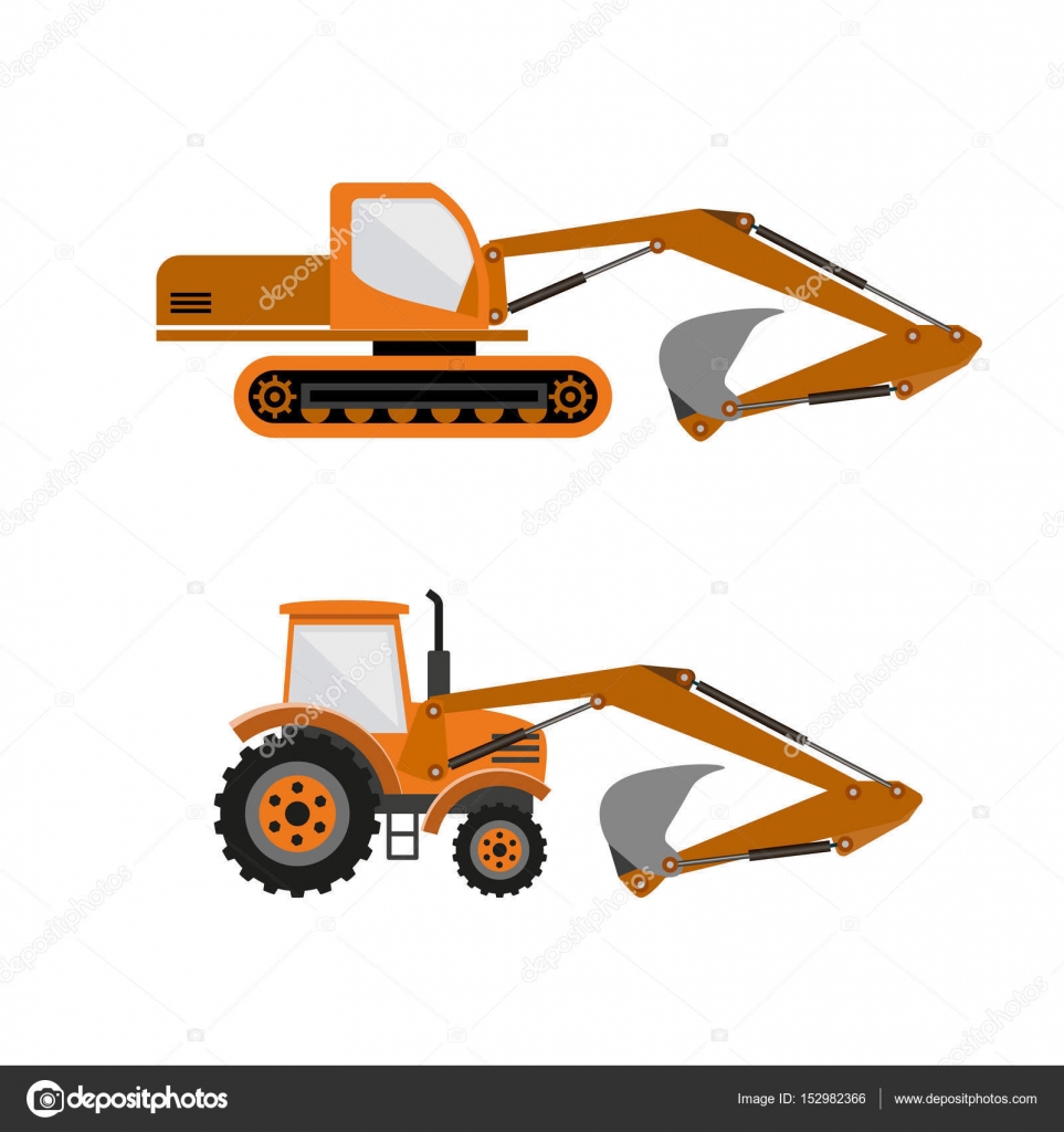 Tracked and wheeled excavators Stock Vector Image by ©newgena 152982366