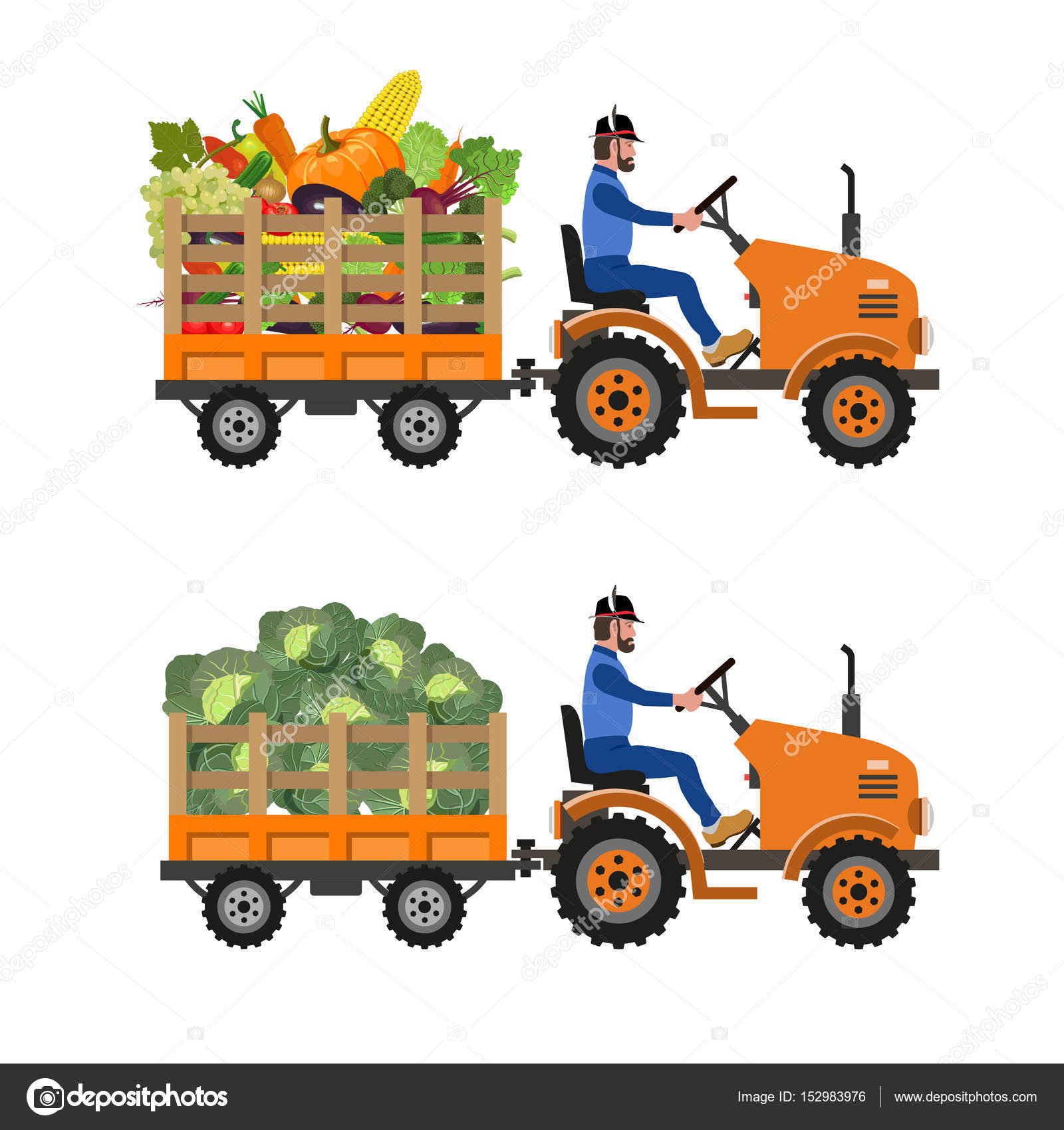 Farm tractor with trolley Stock Vector Image by ©newgena #152983976 Farm tractor with trolley Stock Vector Image by ©newgena #152983976