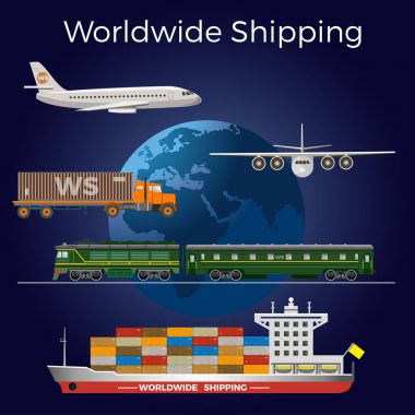 Dünya çapında nakliye konsept illüstrasyon