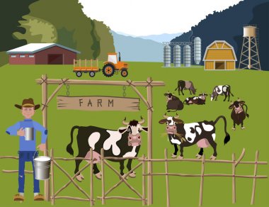 Süt çiftliği vektör
