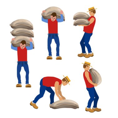 Workers carrying sacks. clipart