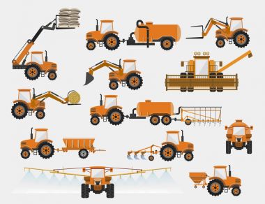  set of agricultural machinery clipart