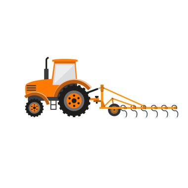 Tractor with harrow clipart