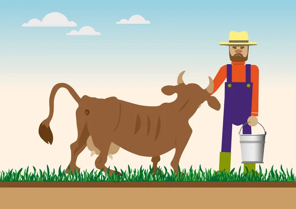 Корови і фермер — стоковий вектор