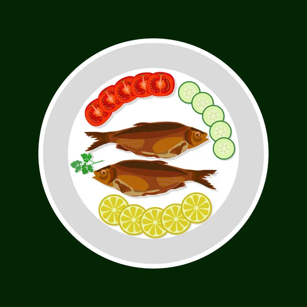 Vector pescado cocido — Vector de stock