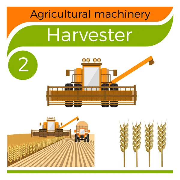 Combine harvester vector — Stock Vector